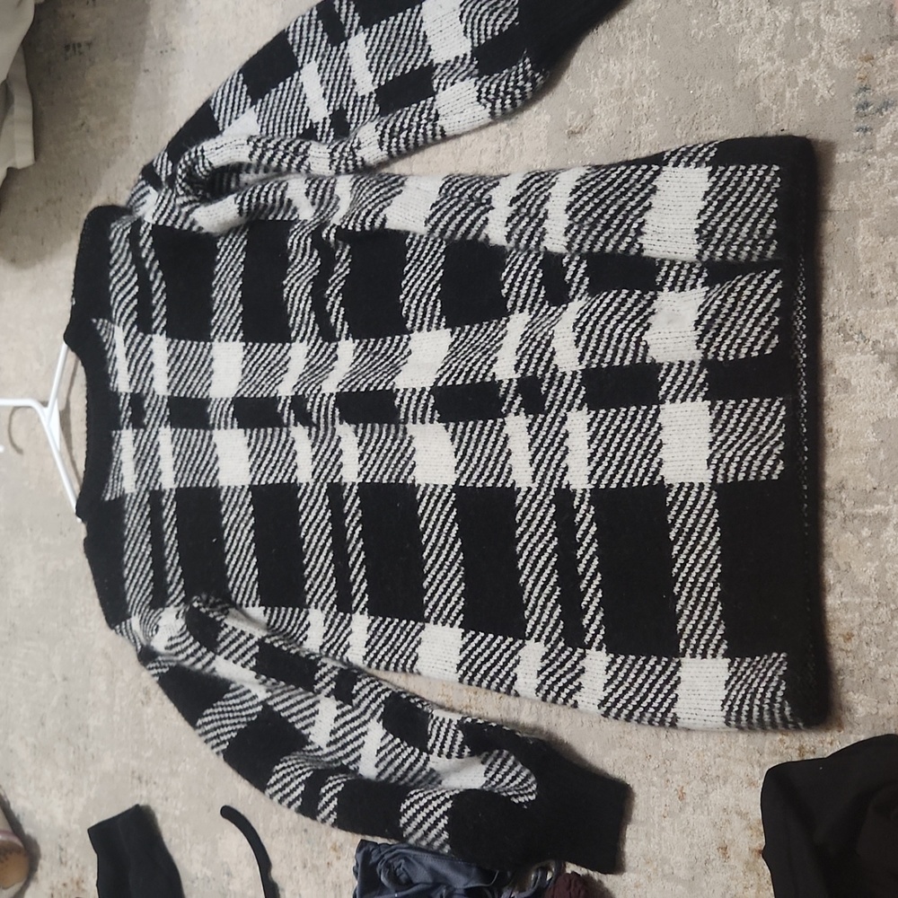 black and white checkered sweater dress